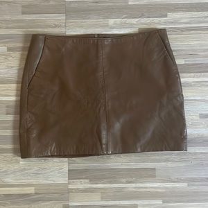 Brown Zara leatherette mini skirt on Medium